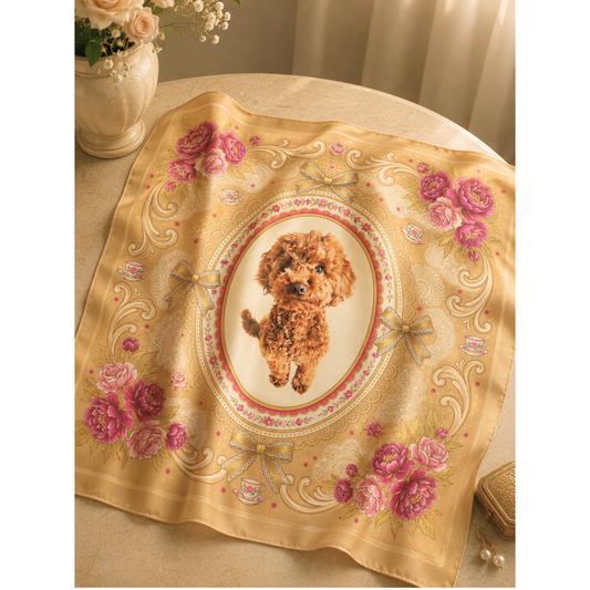 うちの子アートスカーフ | Pet Portrait Silk Scarf